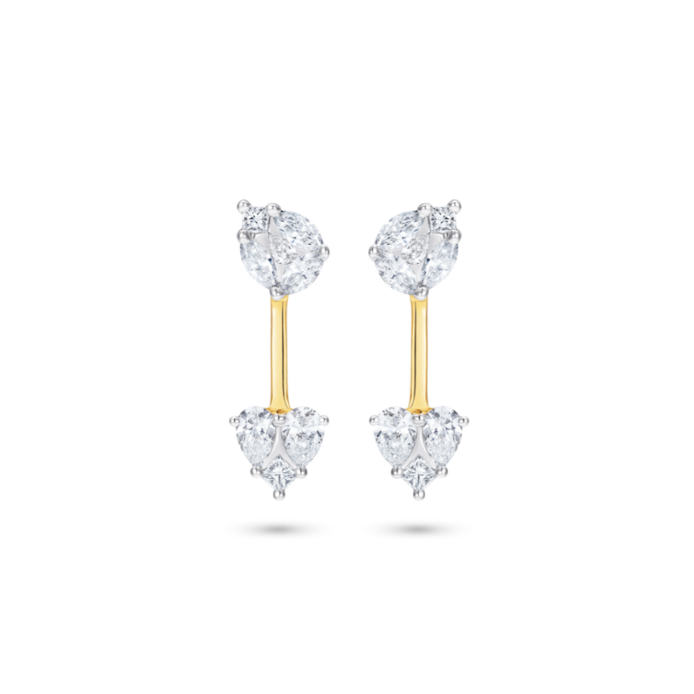 Catena Illusion Heart Shaped Double Earrings