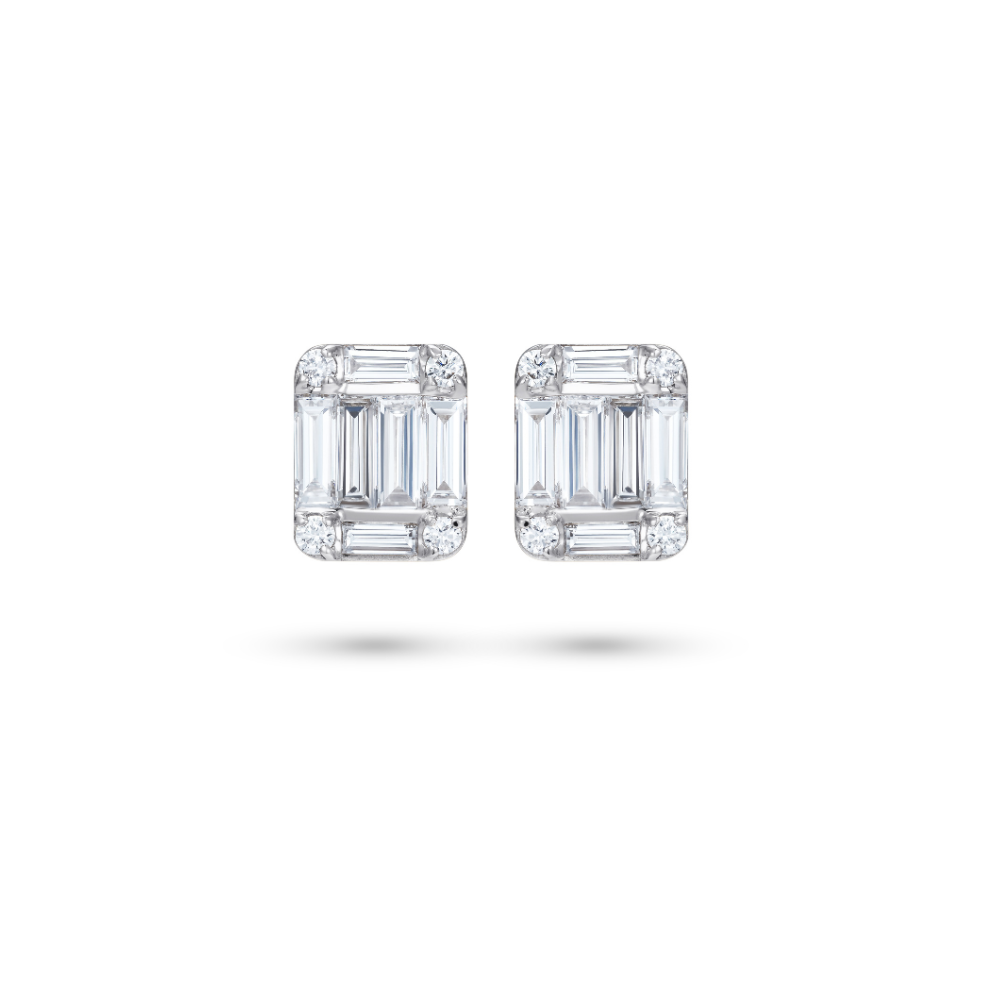 Le Cercle Illusion Emerald Shaped Stud Earrings