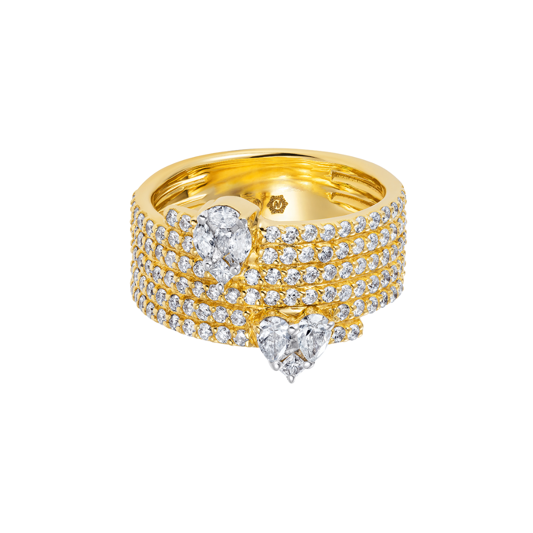 Le Cercle Illusion Diamond Pear and Heart Pavé Ring