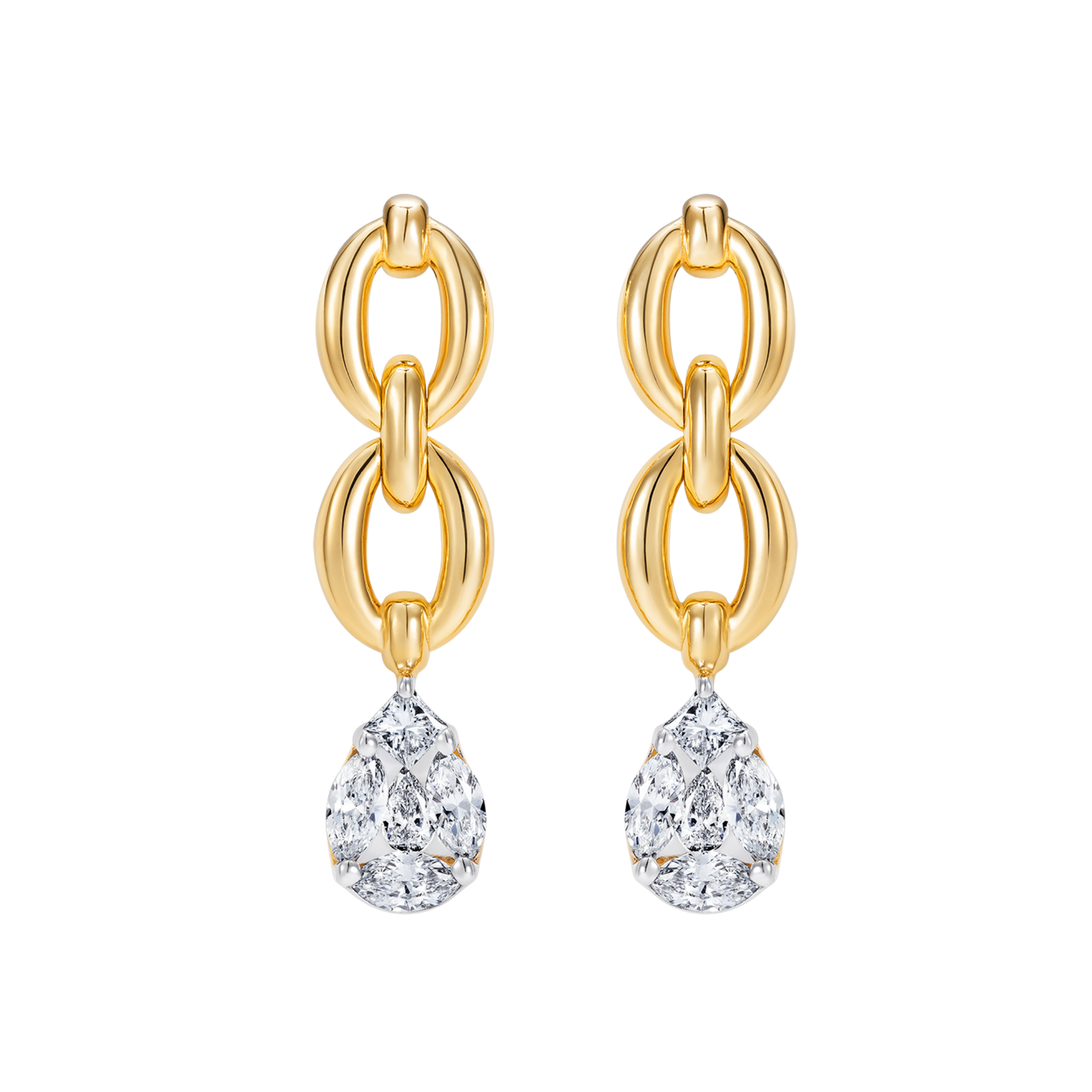 Catena Double Pear Illusion Diamond Earrings