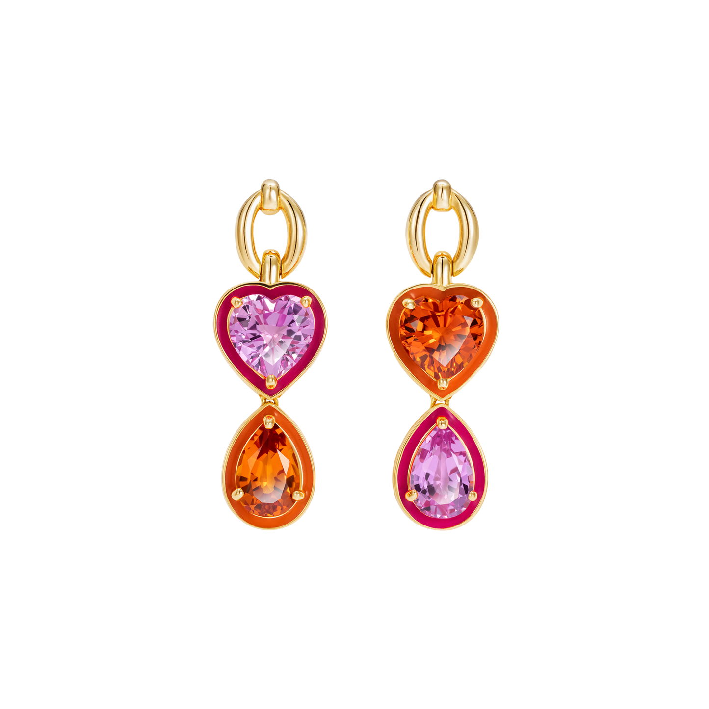 Catena Double Stone and Enamel Earrings