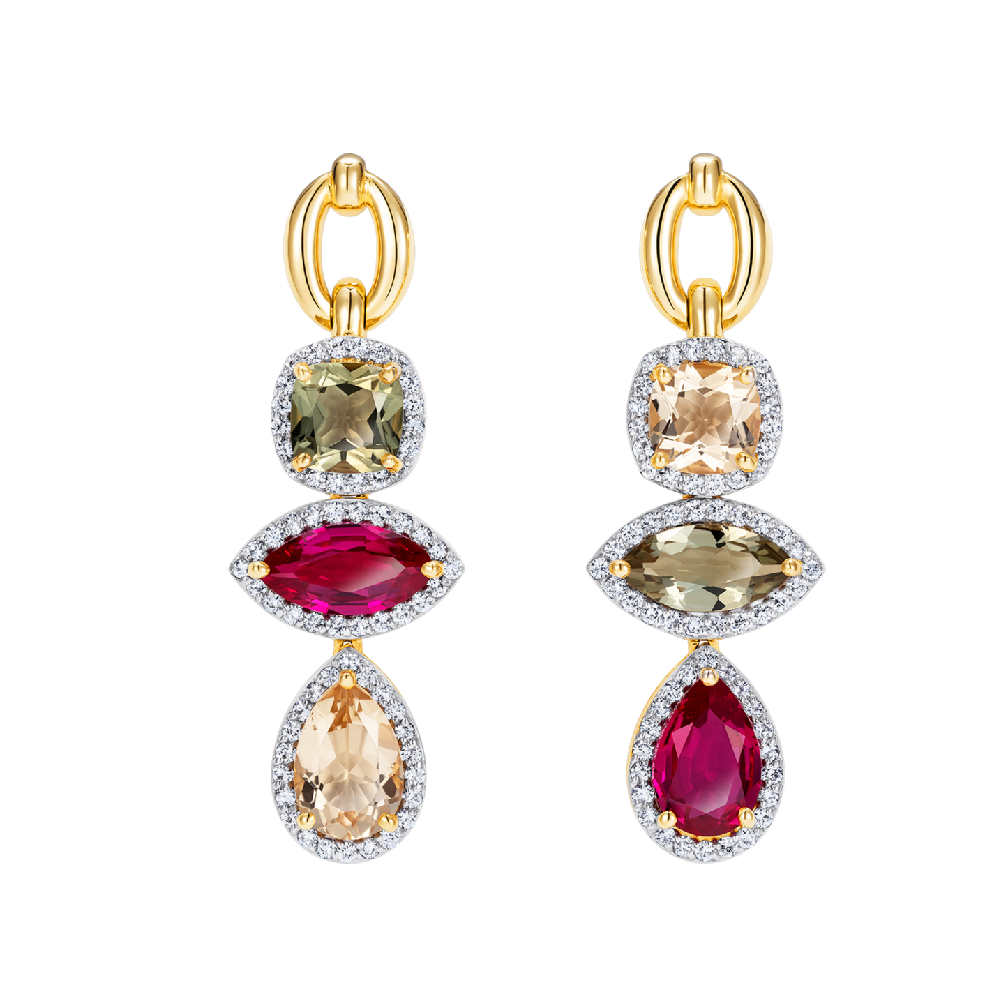 Catena Triple Stone Earrings