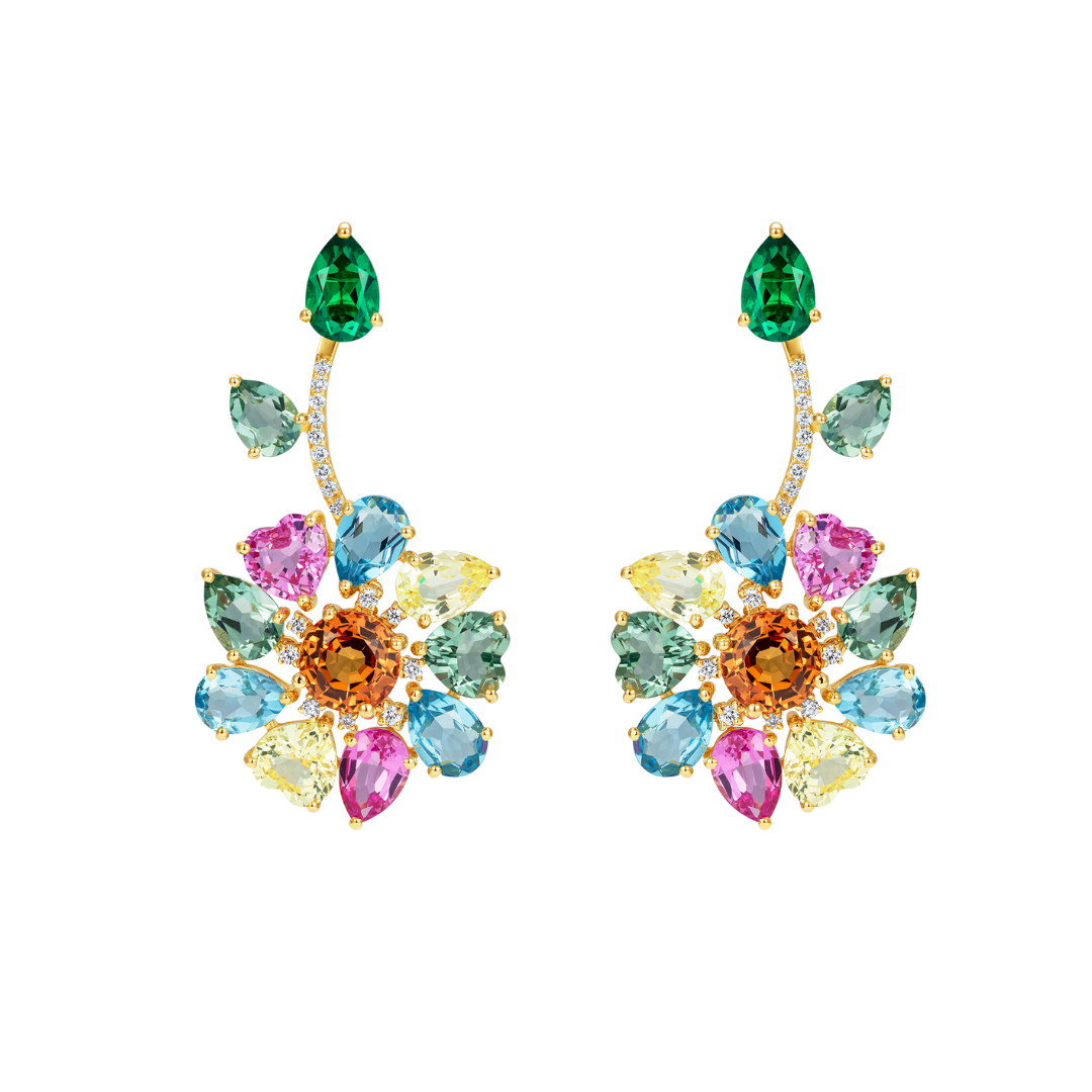 Summer Love Flower and Leaf Long Earrings