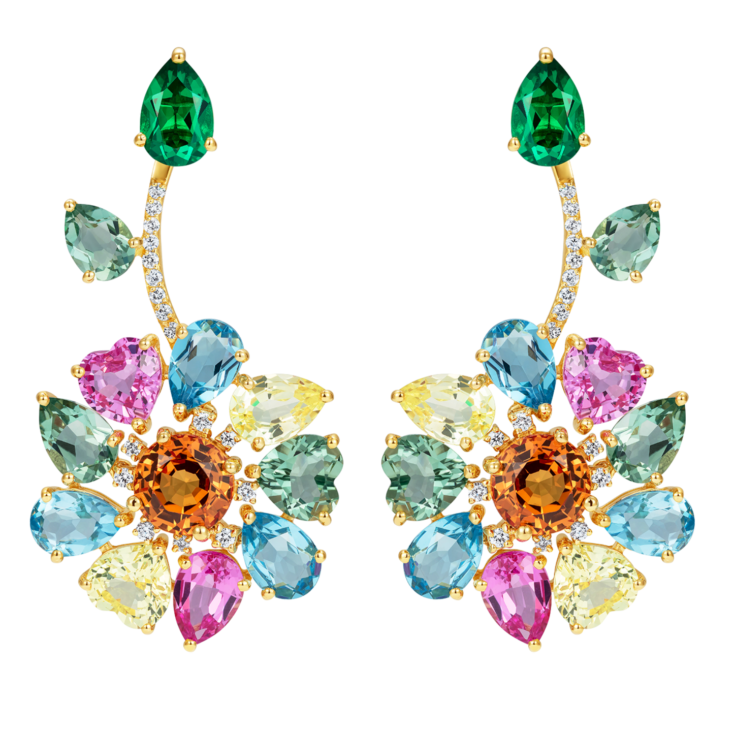 Summer Love Flower and Leaf Long Earrings
