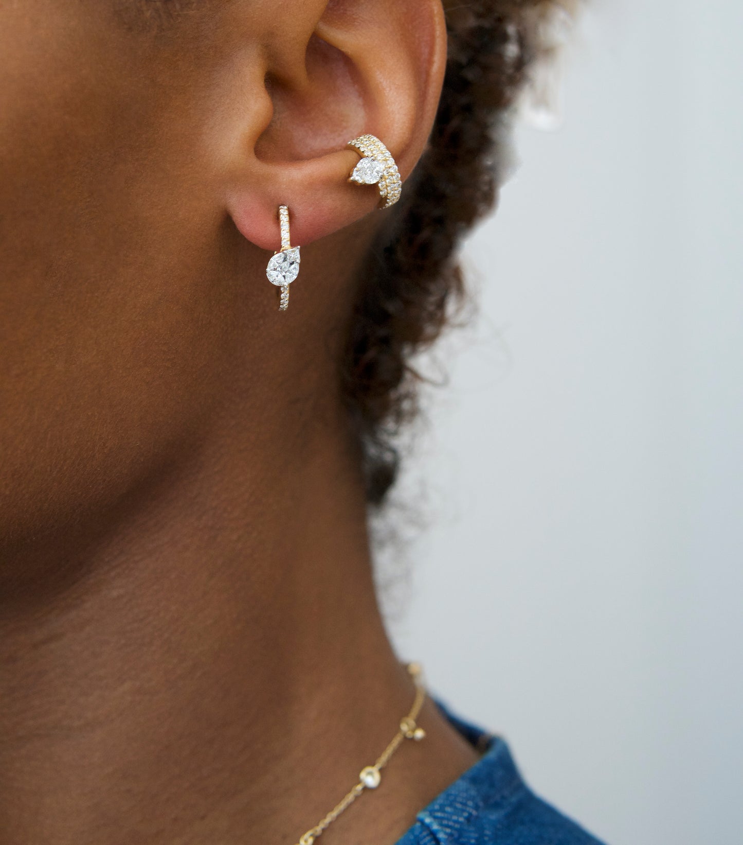 Le Cercle Illusion Diamond Pear Pavé Ear Cuff
