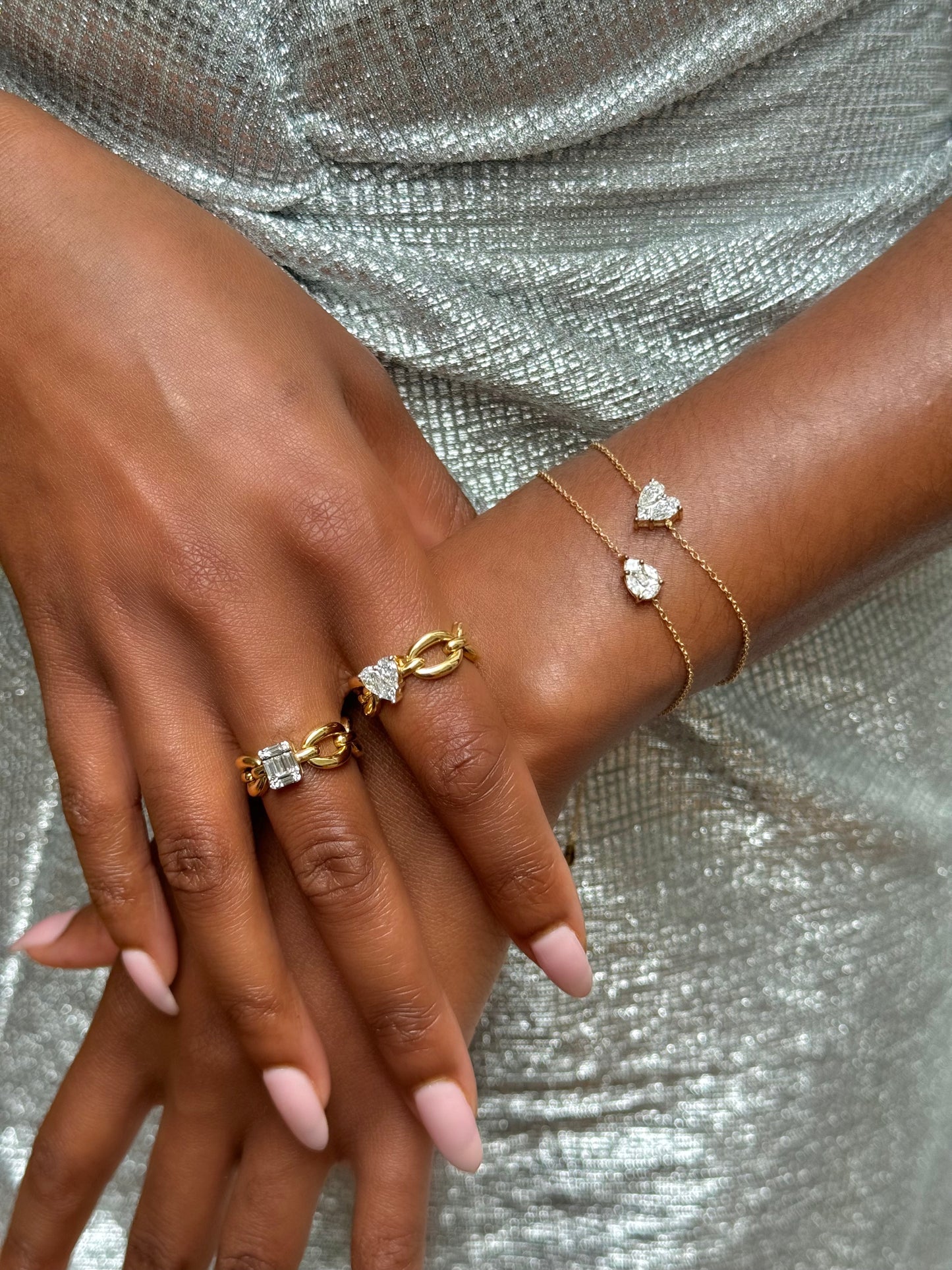 Catena Illusion Diamond Pear Bracelet