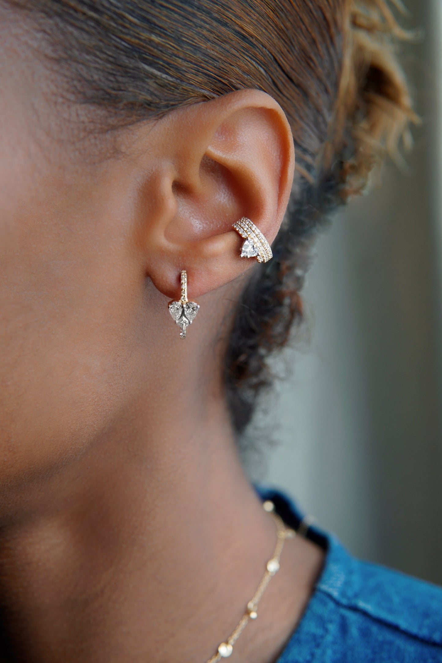 Le Cercle Illusion Diamond Heart Hoop Earrings