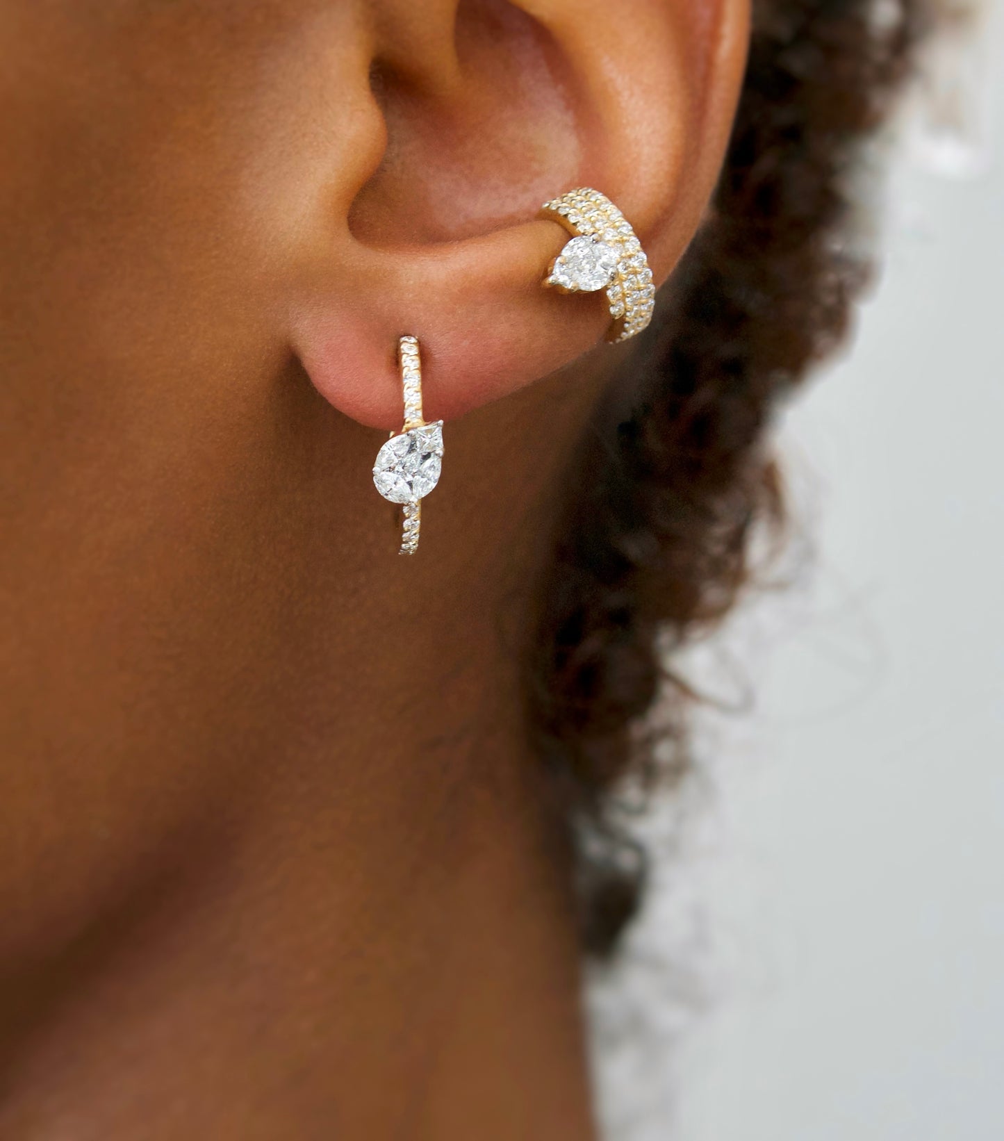 Le Cercle Illusion Diamond Pear Hoop Earrings