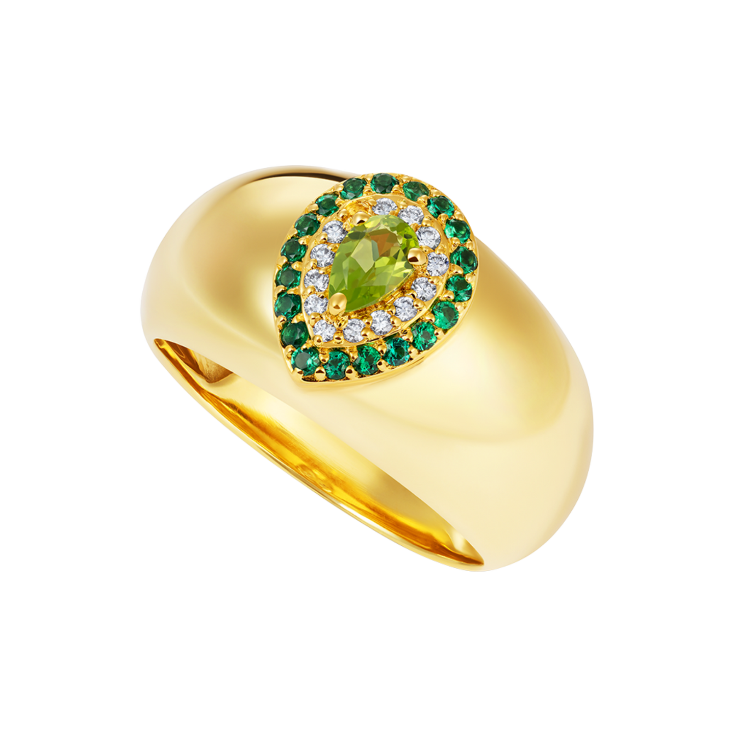 Le Cercle Pear Shaped Peridot Bombe Ring