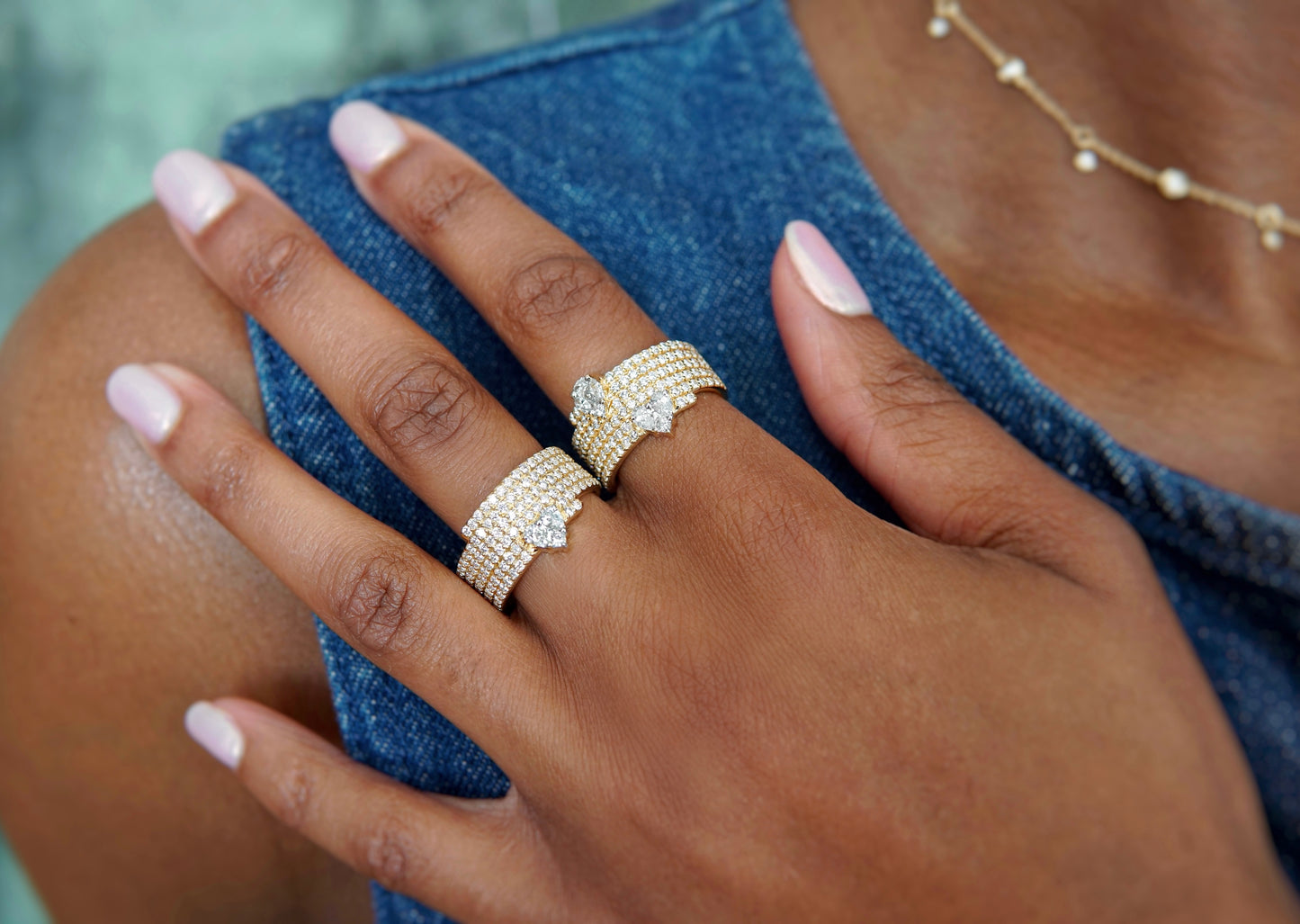 Le Cercle Illusion Diamond Pear and Heart Pavé Ring
