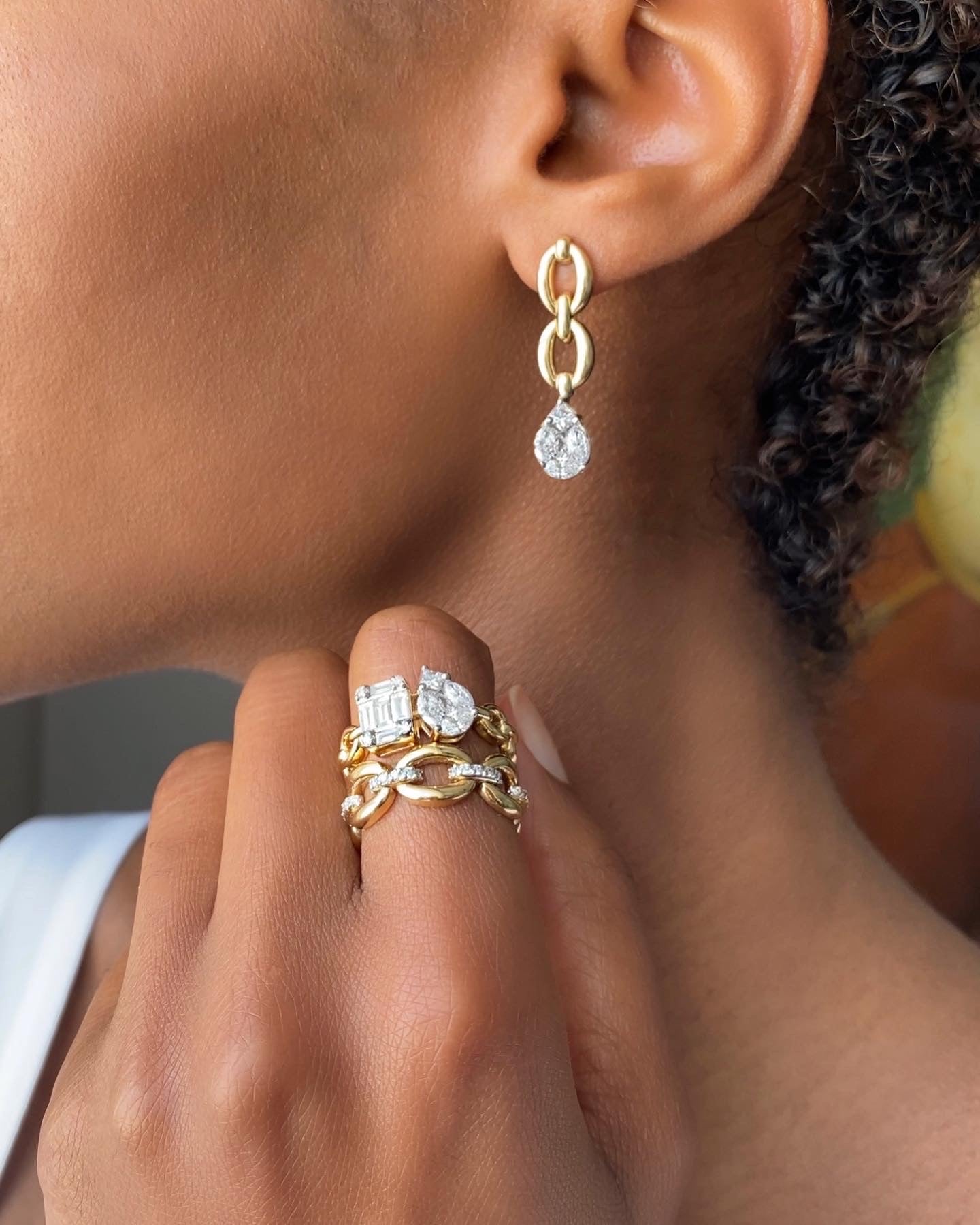 Catena Double Pear Illusion Diamond Earrings