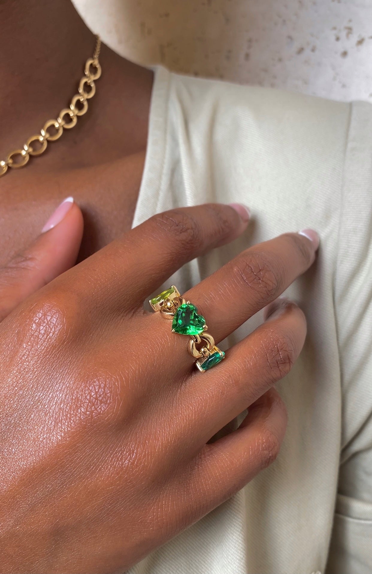 Catena Petite Multi Stone Green Ring