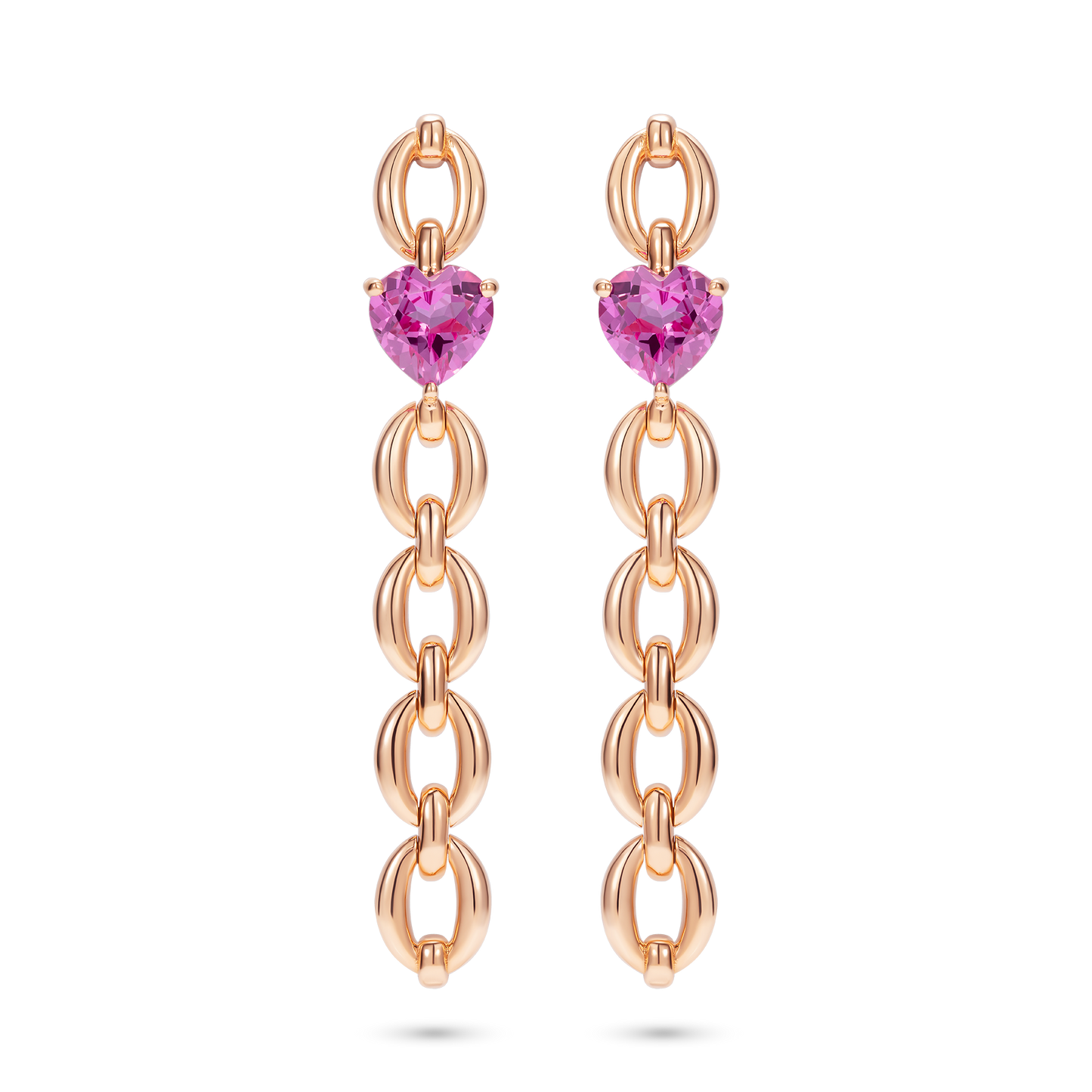 Catena Long Heart Pink Topaz Earrings
