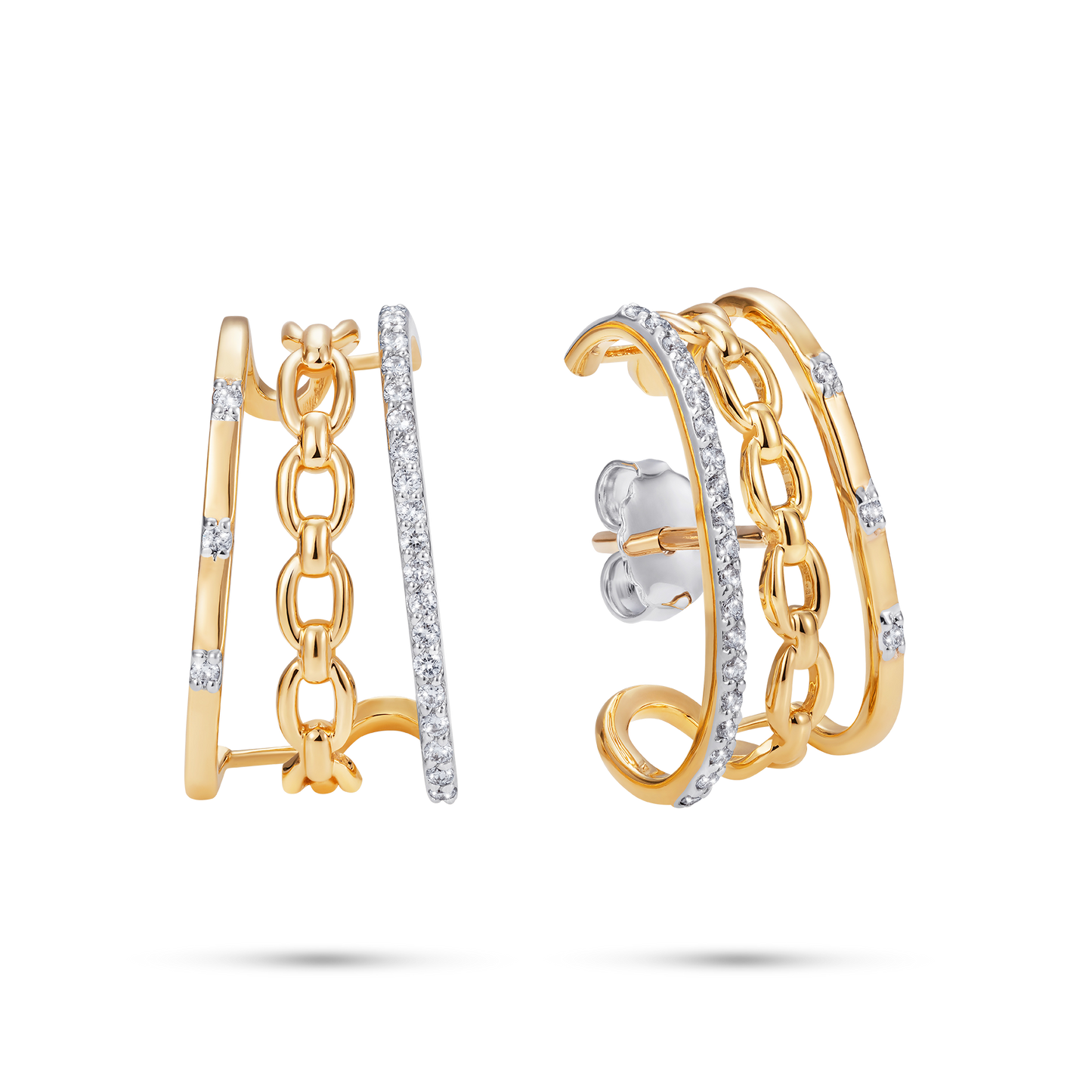 Catena Diamond Triple Ear Lobe Earrings