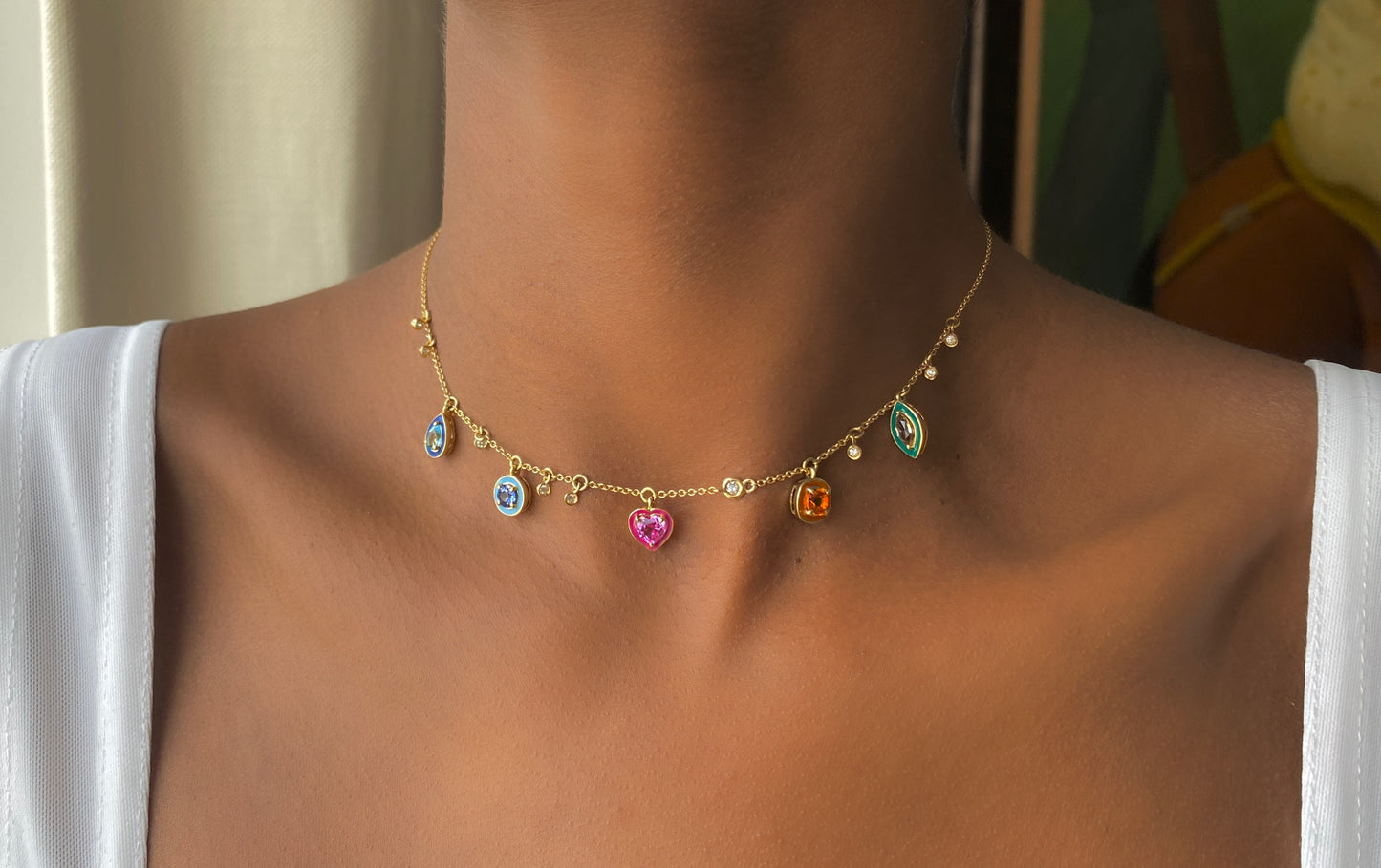 Catena Enamel and Sapphire Necklace