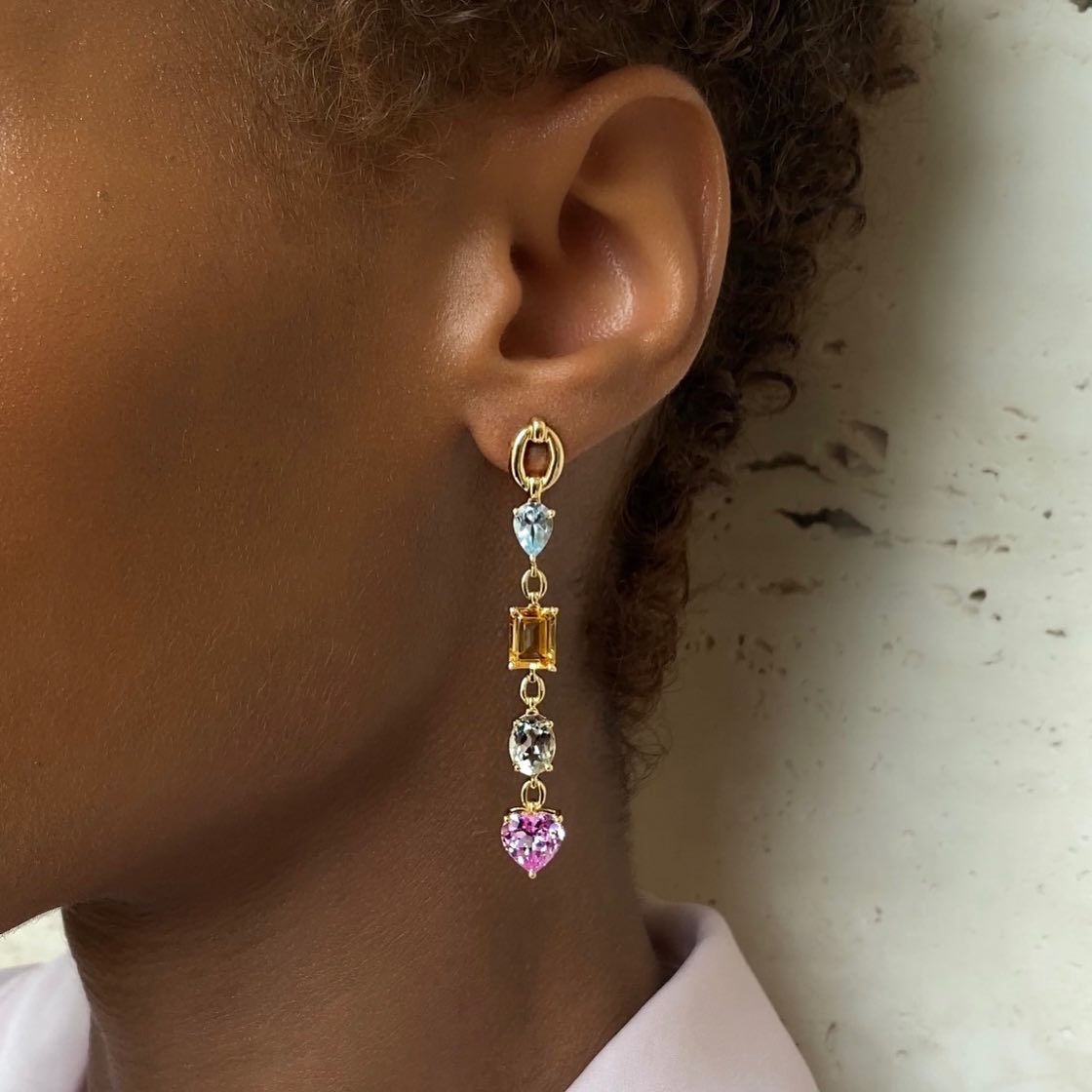Catena Multi Stone Pastel Rainbow Earrings