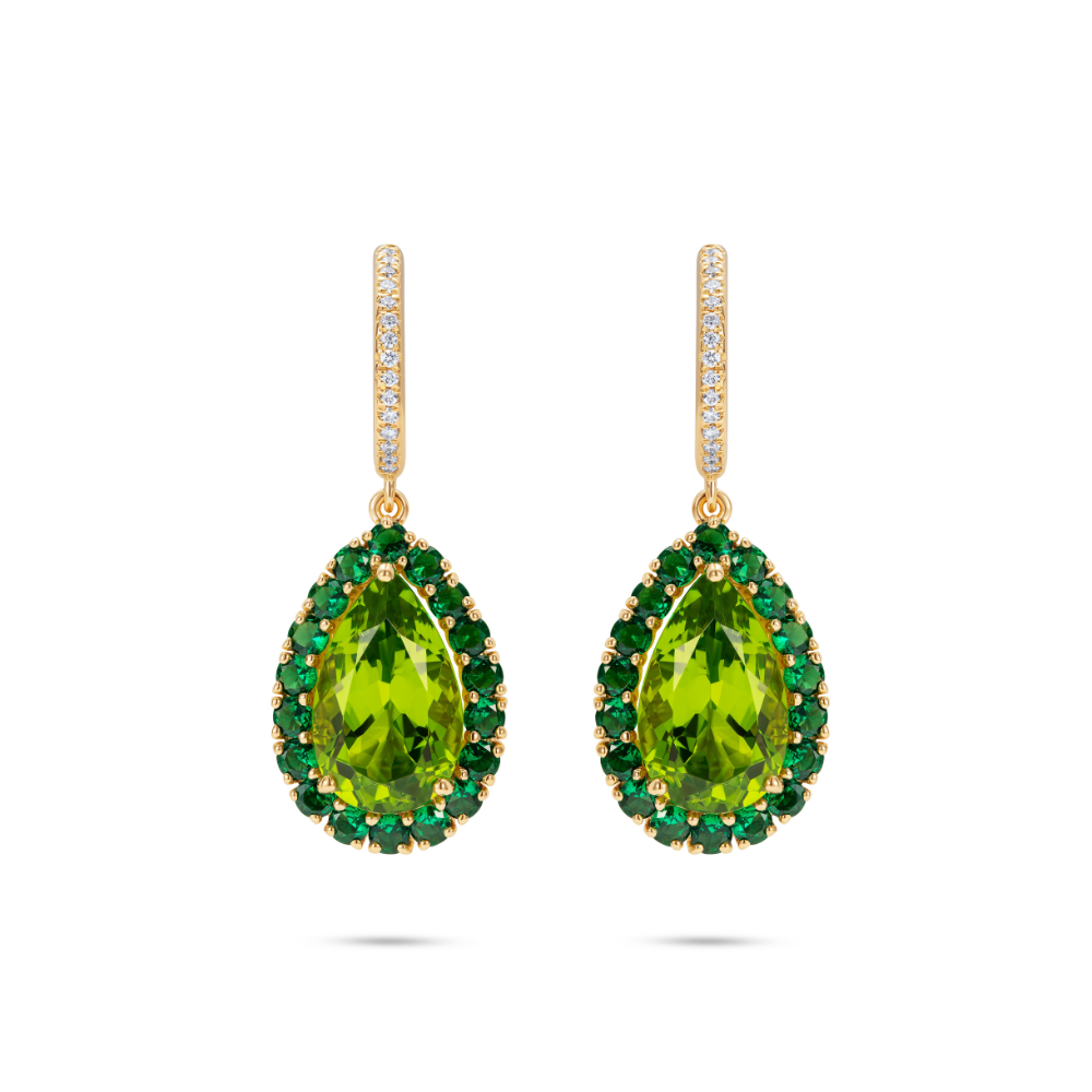 Le Cercle Pear Shaped Peridot Earrings