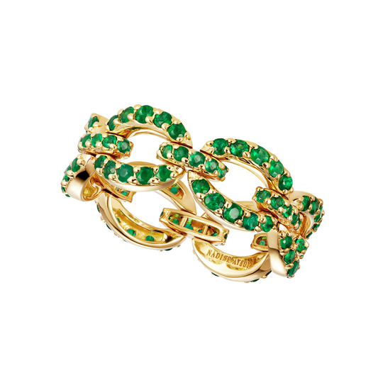 Catena Petite Pavé Emerald Ring