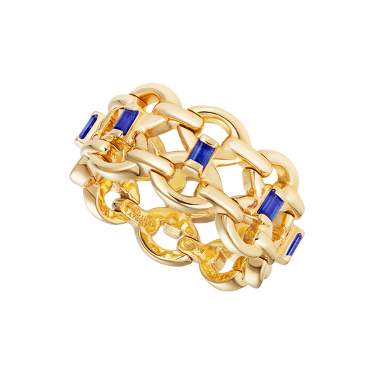 Catena Double Blue Sapphire Baguette Ring