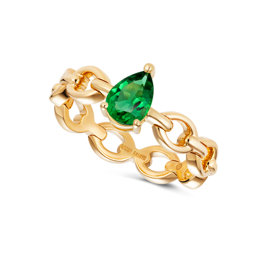 Catena Mini Pear Shaped Emerald Ring