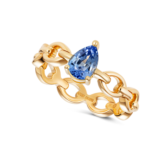 Catena Mini Pear Shaped Blue Sapphire Ring