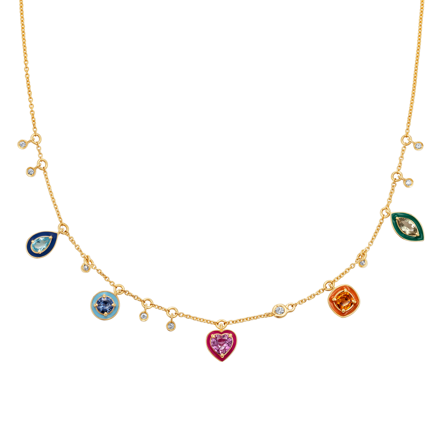 Catena Enamel and Sapphire Necklace