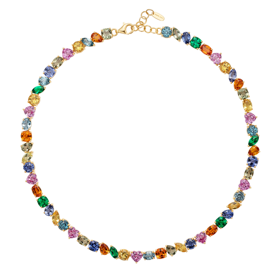 Catena Multi Stone Rainbow Tennis Necklace