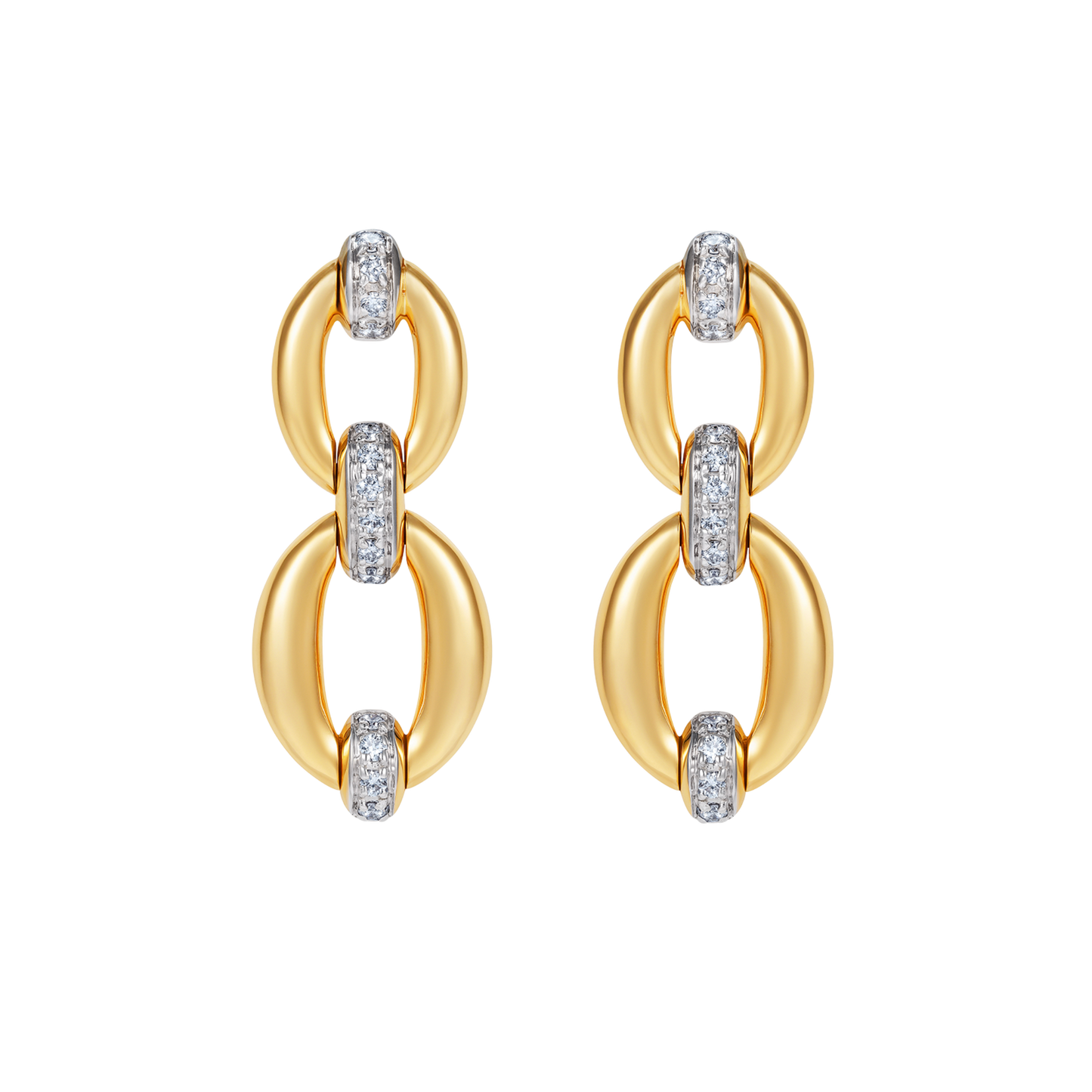 Catena Yellow Gold Double Link Earrings