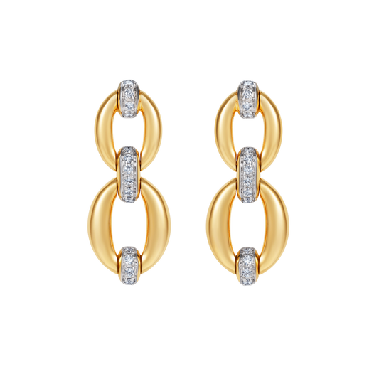 Catena Yellow Gold Double Link Earrings