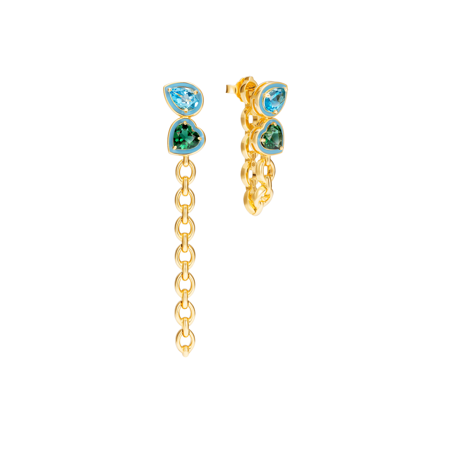 Catena Double Stone Long Enamel Earrings