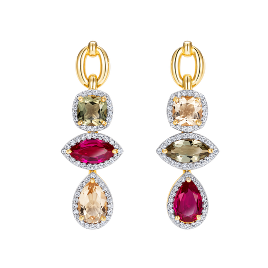 Catena Triple Stone Earrings