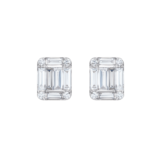 Le Cercle Illusion Emerald Shaped Stud Earrings