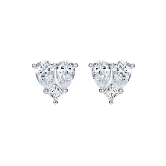 Le Cercle Illusion Diamond Heart Stud Earrings