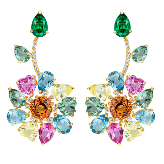 Summer Love Flower and Leaf Long Earrings