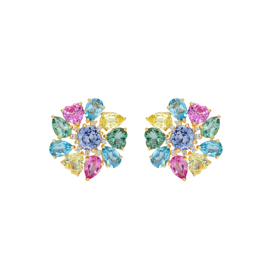 Catena Spring Flower and Leaf Large Stud Earrings
