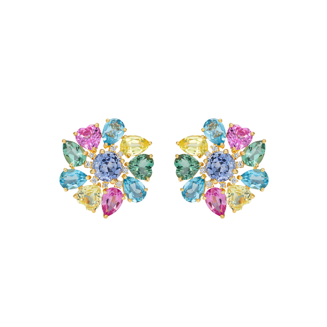 Catena Spring Flower and Leaf Large Stud Earrings