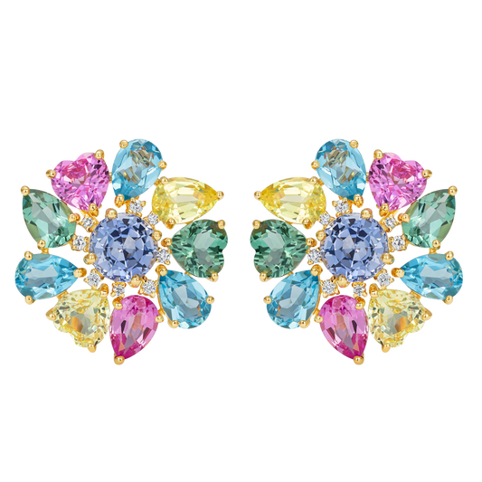 Catena Spring Flower and Leaf Large Stud Earrings