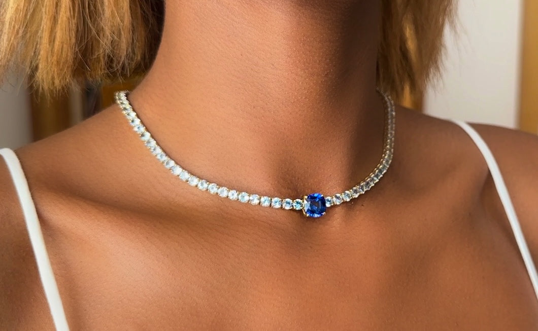 Le Cercle Blue Sapphire Tennis Necklace