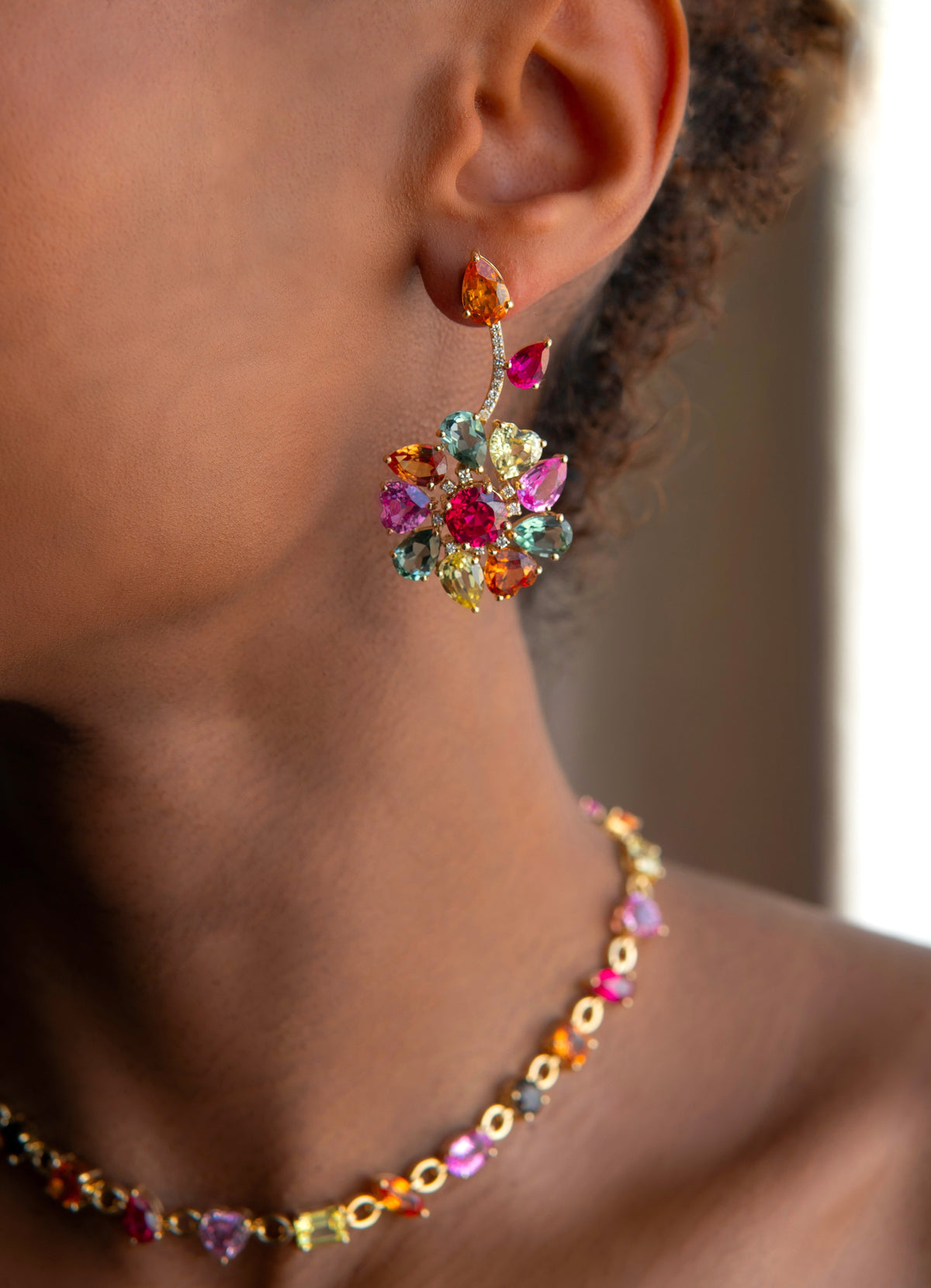 Catena Autumn Flower and Leaf Mismatch Earrings