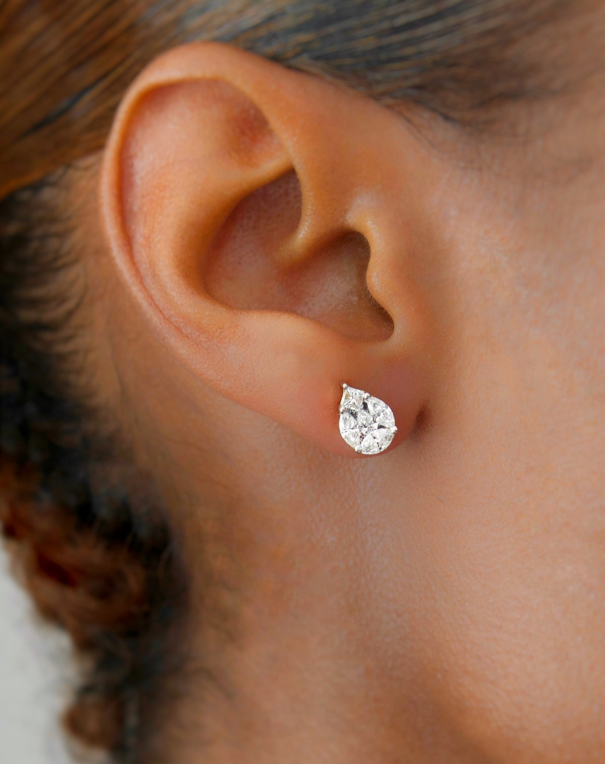 Catena Illusion Pear Shaped Stud Earrings