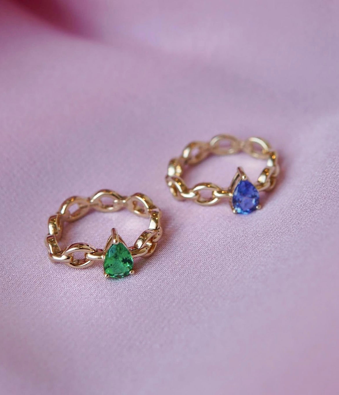 Catena Mini Pear Shaped Blue Sapphire Ring