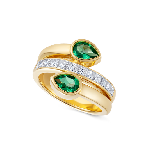 Le Cercle Serpent Emerald Double Ring