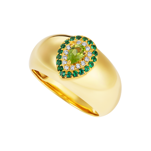 Le Cercle Pear Shaped Peridot Bombe Ring