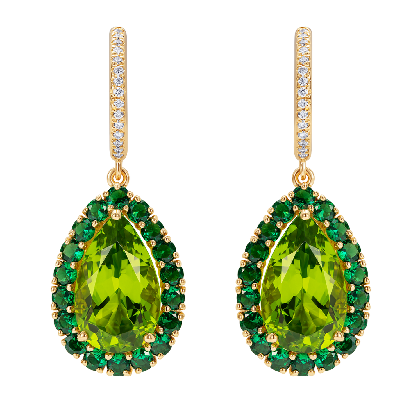 Le Cercle Pear Shaped Peridot Earrings