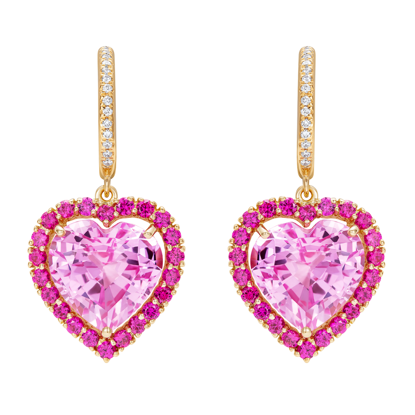 Le Cercle Heart Shaped Pink Sapphire & Diamond Earrings