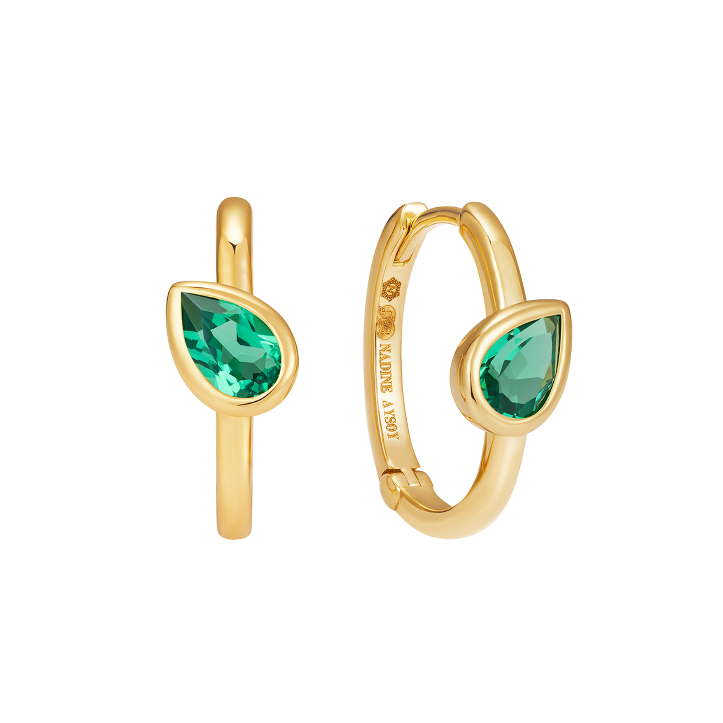 Le Cercle Emerald Pear Shaped Huggies