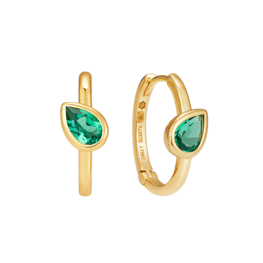 Le Cercle Emerald Pear Shaped Huggies