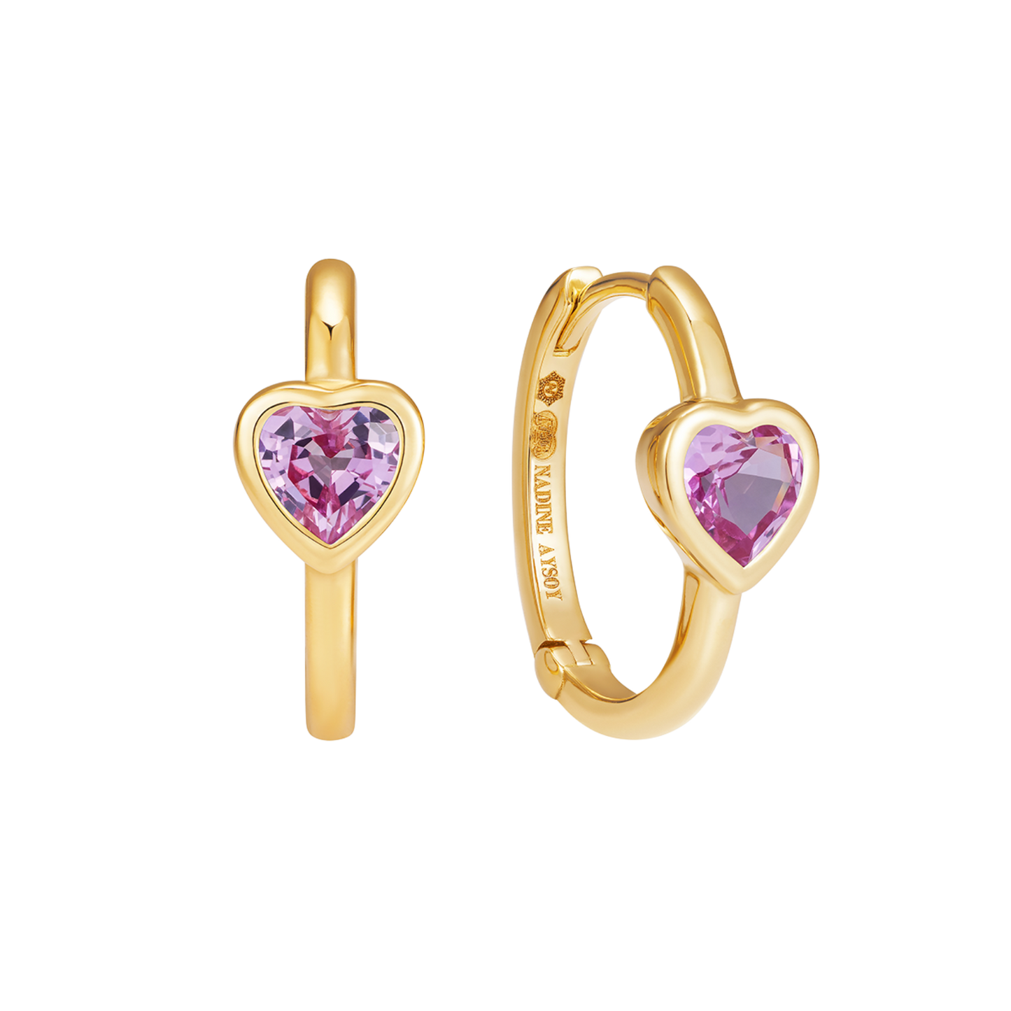 Le Cercle Pink Sapphire Heart Huggies
