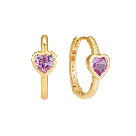 Le Cercle Pink Sapphire Heart Huggies
