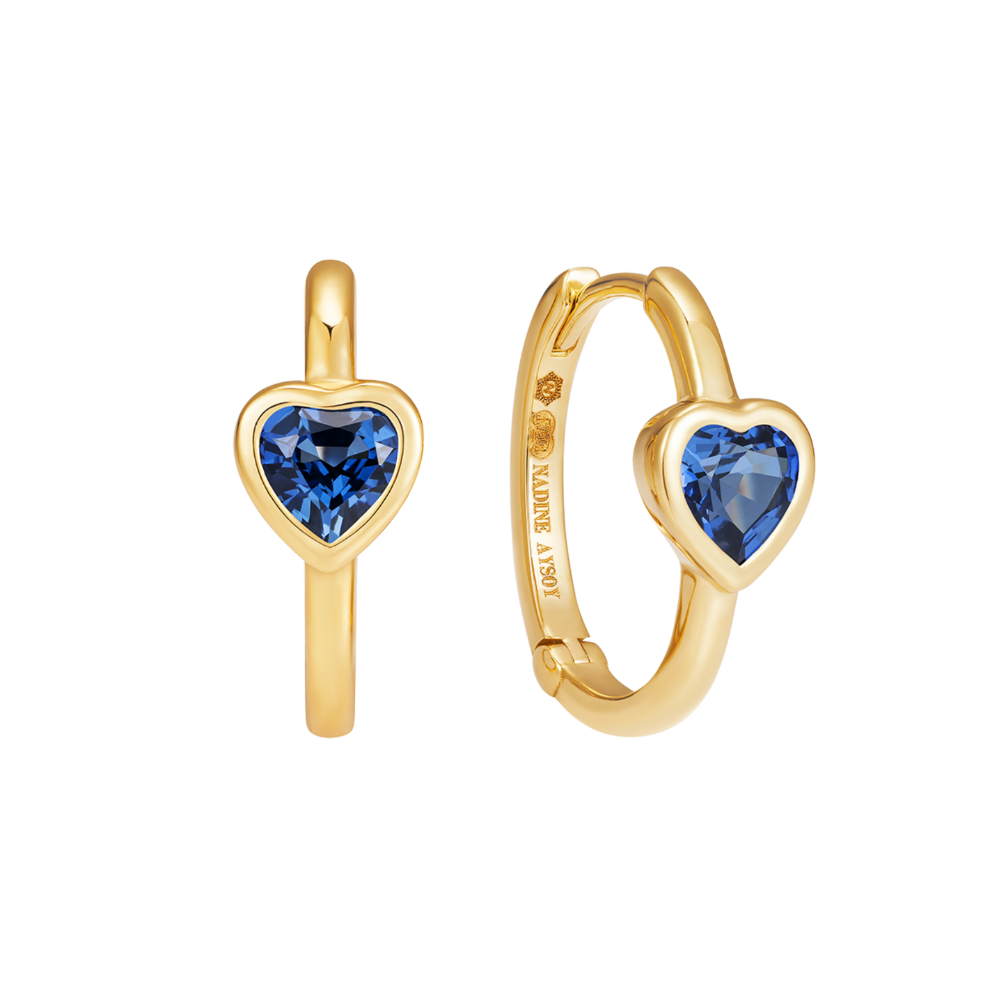 Le Cercle Blue Sapphire Heart Huggies